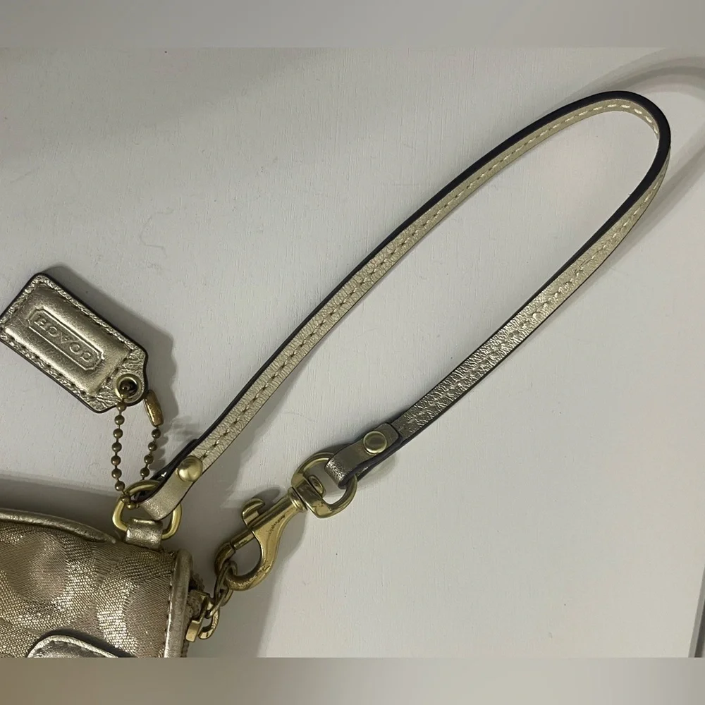 Coach Metallic Gold and Tan Wristlet
